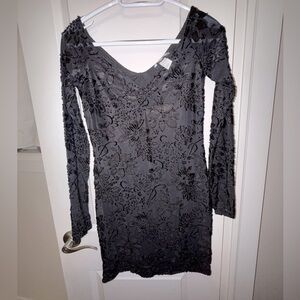 H&M black floral embroidered mini dress